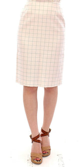 Andrea Incontri White Cotton Checkered Pencil Skirt -   -  Andrea Incontri.